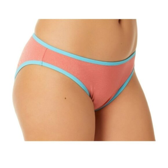 Bikini Swimsuit Salmon Pink Sparkle Sky Blue Trim Juniors XL 15-17 JH1709 - Picture 7 of 9